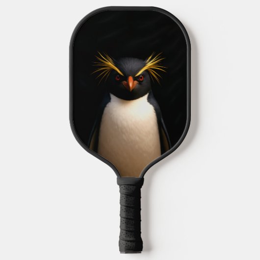 Zwart 4 Luxe Pickleball Paddle, Rockhopper Penguin Pickleball Paddle (Voorkant)