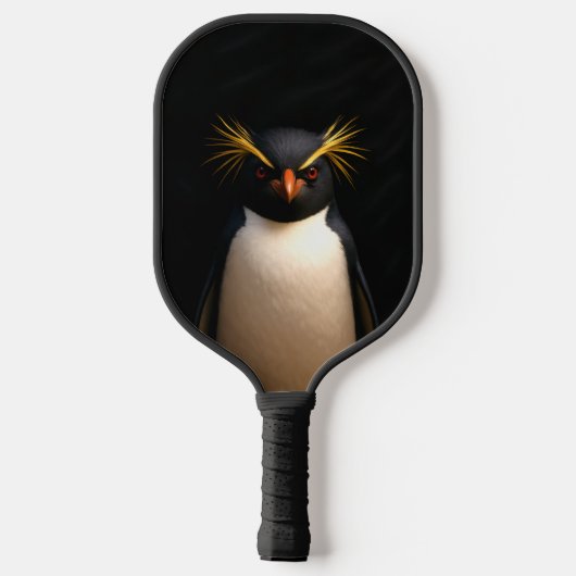 Zwart 4 Luxe Pickleball Paddle, Rockhopper Penguin Pickleball Paddle (Achterkant)