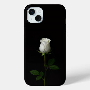 Zwart 4 Luxe, Pure White Rose iPhone 15 Plus Mini Hoesje