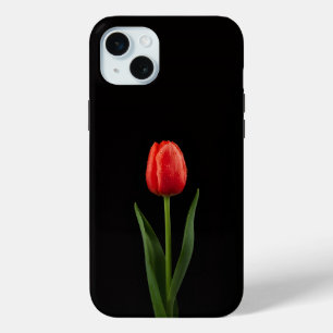 Zwart 4 Luxe, Ruby Red Tulip iPhone 15 Plus Mini Hoesje