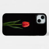 Zwart 4 Luxe, Ruby Red Tulip iPhone 15 Plus Hoesje (Achterkant horizontaal)