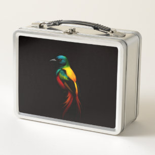 Zwart 4 Luxe RVS Lunchbox Regenboog Vogel