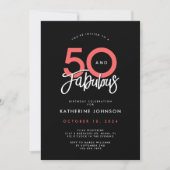 Zwart 50 en Fabulous Elegant 50e Verjaardag Kaart (Voorkant)