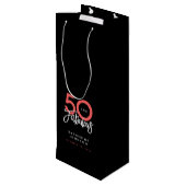 Zwart 50 en Fabulous Elegant 50e Verjaardag Wijn Cadeautas (Achterkant Gekanteld)