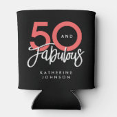 Zwart 50 en Fabulous Moderne 50ste Verjaardag Blikjeskoeler (Achterkant)