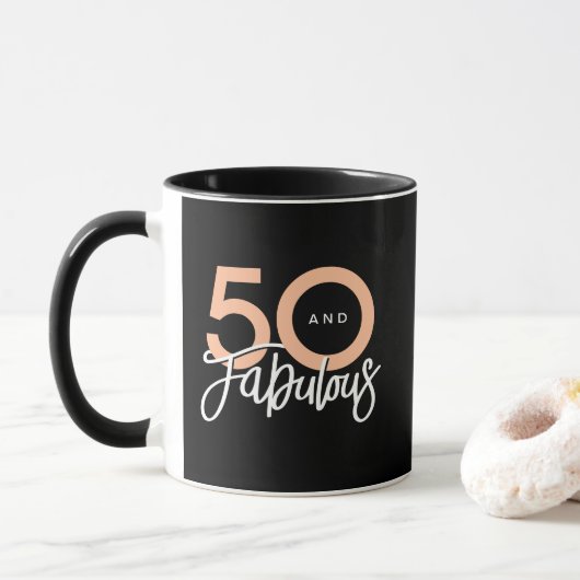 Zwart 50 en Fabulous Moderne 50ste Verjaardag Mok (Met donut)