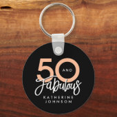 Zwart 50 en Fabulous Moderne 50ste Verjaardag Sleutelhanger (Achterkant)