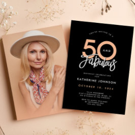 Zwart 50 & Fabulous 50ste verjaardagsfeestje Kaart