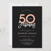 Zwart 50 & Fabulous 50ste verjaardagsfeestje Kaart (Voorkant)