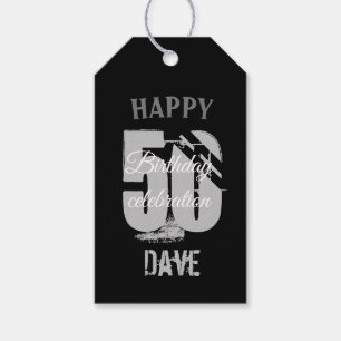 Zwart 50th Any Age Verjaardag Dank u Cadeaulabel