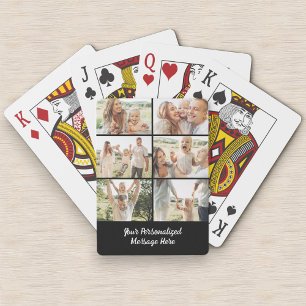 Zwart 6 Foto Collage Tekst Bericht Modern Pokerkaarten