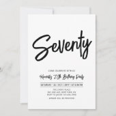 Zwart | 70e Zeventigste verjaardag Chic Kaart (Voorkant)