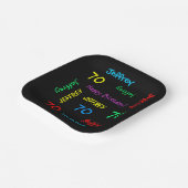 Zwart 70ste verjaardagsfeestje, Repeat Names Squar Papieren Bordje (Gebogen)