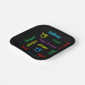 Zwart 75e verjaardagsfeestje, Repeat Names Square Papieren Bordje (Gebogen)