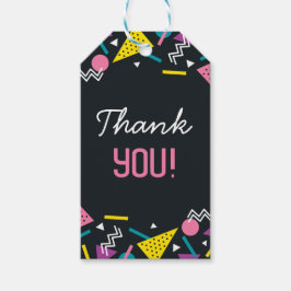 Zwart 80s Patroon Verjaardag Cadeaulabel