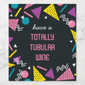 Zwart 80s Patroon Wijnlabel Wijn Etiket (Enkel label)