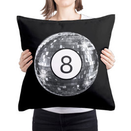 Zwart 8 Ball Kussen Sparkly Disco Ball Pillow
