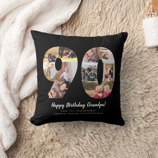 Zwart 90e nummer Fotocollage Custom Greeting Kussen (Deken)