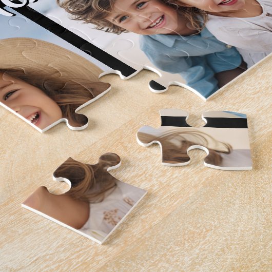 Zwart 9 Foto Vierkant Collage - met script wit Legpuzzel (Zijkant)