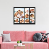 Zwart 9 foto vierkante collage canvas afdruk (Insitu (Woonkamer))