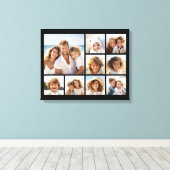 Zwart 9 foto vierkante collage canvas afdruk (Insitu (Houten vloer))