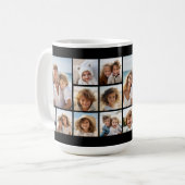 Zwart 9 foto vierkante collage koffiemok (Voorkant links)