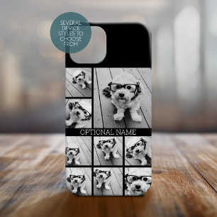 Zwart 9 Photo Square Collage - met naam wit Case-Mate iPhone 14 Hoesje