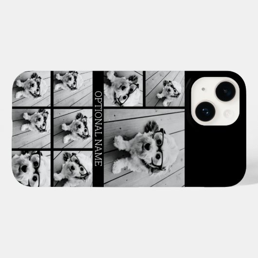 Zwart 9 Photo Square Collage - met naam wit Case-Mate iPhone Case (Achterkant (horizontaal))