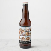 Zwart 9 Photo Square Collage - met witte tekst Bier Etiket (Voorkant)