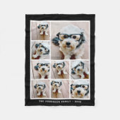 Zwart 9-vierkante foto Collage met witte tekst Fleece Deken (Voorkant)