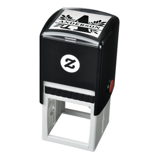 Zwart A Leaves Split Monogram Zelfinktende Stempel (Product)