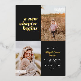 Zwart A Nieuw Hoofdstuk begint Afstuderen Folie Uitnodiging