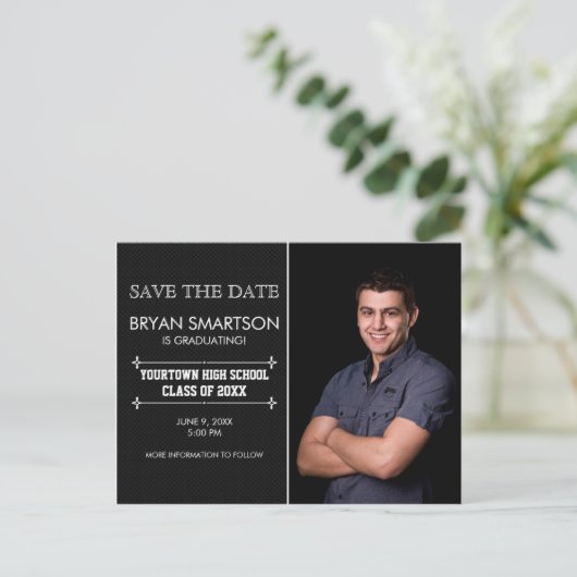 Zwart, aangepast foto-Afstuderen Opslaan datum Briefkaart (Staand voorkant)