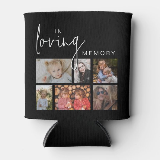 Zwart Aangepast In Loving Memory 12 Fotocollage Blikjeskoeler (Voorkant)