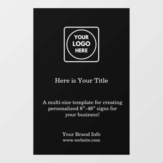 Zwart aangepast logo | Minimaal stijlvol bedrijfsm Raamsticker (Vel)