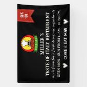 Zwart aangepast logo restaurant café bar & grill spandoek (Verticaal)