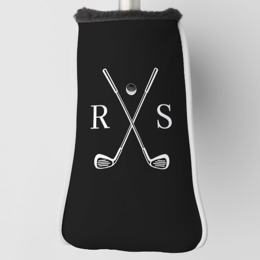 Zwart Aangepast Monogram Eenvoudig Minimalistisch Golfheadcover (Draai 90)