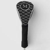 Zwart, aangepast monogram patroon golfheadcover (Voorkant)