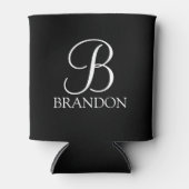 Zwart, aangepast script monogram en naam blikjeskoeler (Voorkant)