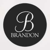 Zwart, aangepast script monogram en naam labels (Design 2)