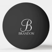 Zwart, aangepast script monogram en naam pingpongbal (Voorkant)
