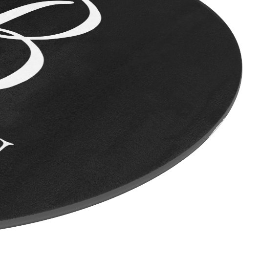 Zwart, aangepast script monogram en naam snijplank (Hoek)