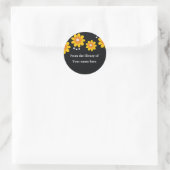 Zwart Aangepaste Boekplaten - Gele Bloemen Ronde Sticker (Tas)
