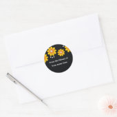 Zwart Aangepaste Boekplaten - Gele Bloemen Ronde Sticker (Envelop)
