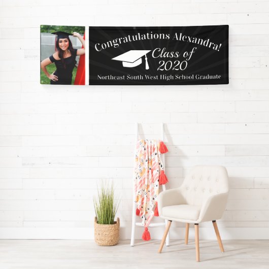 Zwart Aangepaste foto 8' Brede Afstuderen Banner (Insitu)