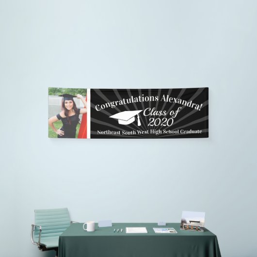 Zwart Aangepaste foto 8' Brede Afstuderen Banner (Beurs)