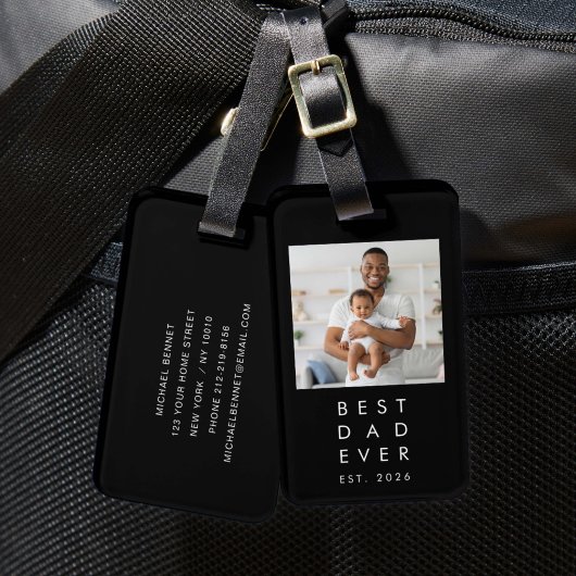 Zwart aangepaste foto Beste papa ooit Bagagelabel