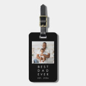 Zwart aangepaste foto Beste papa ooit Bagagelabel (Voorkant verticaal)
