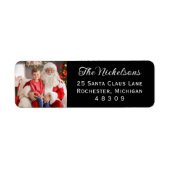 Zwart Aangepaste Foto Vakantie Retouradres Etiket (Voorkant)