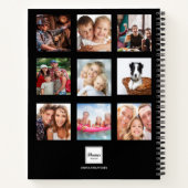 Zwart aangepaste fotocollage monogram modern 2023 notitieboek (Achterkant)